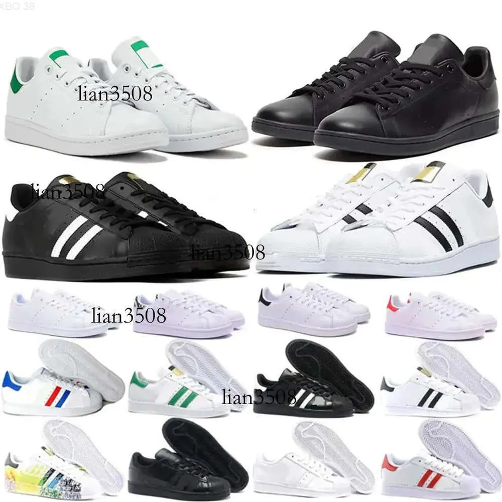 Top Fashion Stan Smith Superstars Freizeitschuhe Männer Frauen Triple Black White Oreo Laser Golden Platform Sport Sneakers Flache Trainer