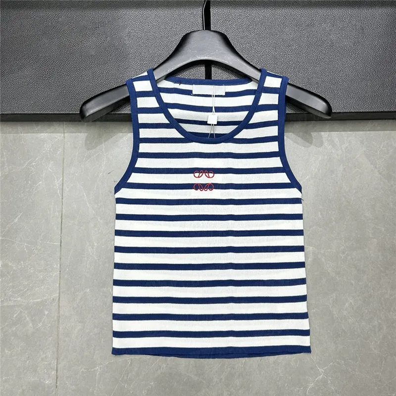 Stickereimuster gestrickte T-Shirts gestreifte Weste Kleider für Frauen ärmellose Strick-Tank-Top-Freizeitkleidung