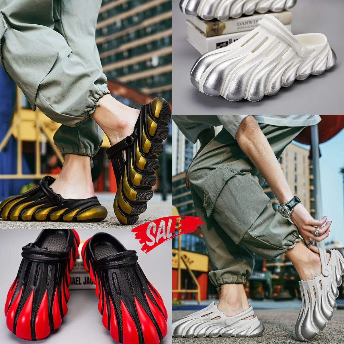 Nouvelles modes Eva Step on Poo Feeling Platform Sandals Summer Beach Chaussures pour hommes Sac Toe Multi-couleur Sandales respirantes Gai Taille 40-45