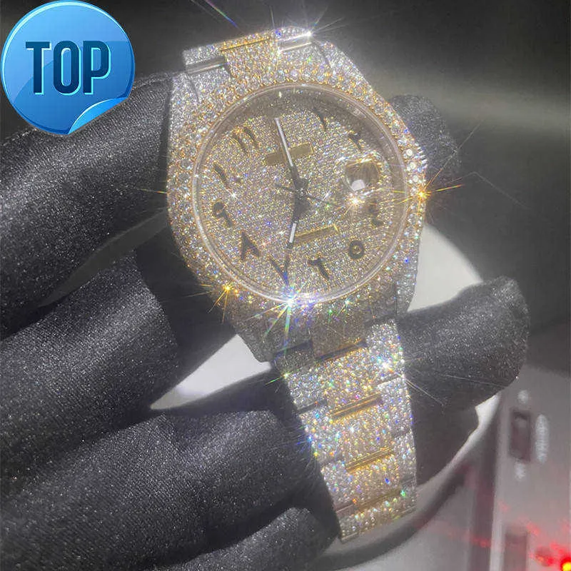 New coming luxury blingbling mechanical watch vvs iced out moissanite wrist watch