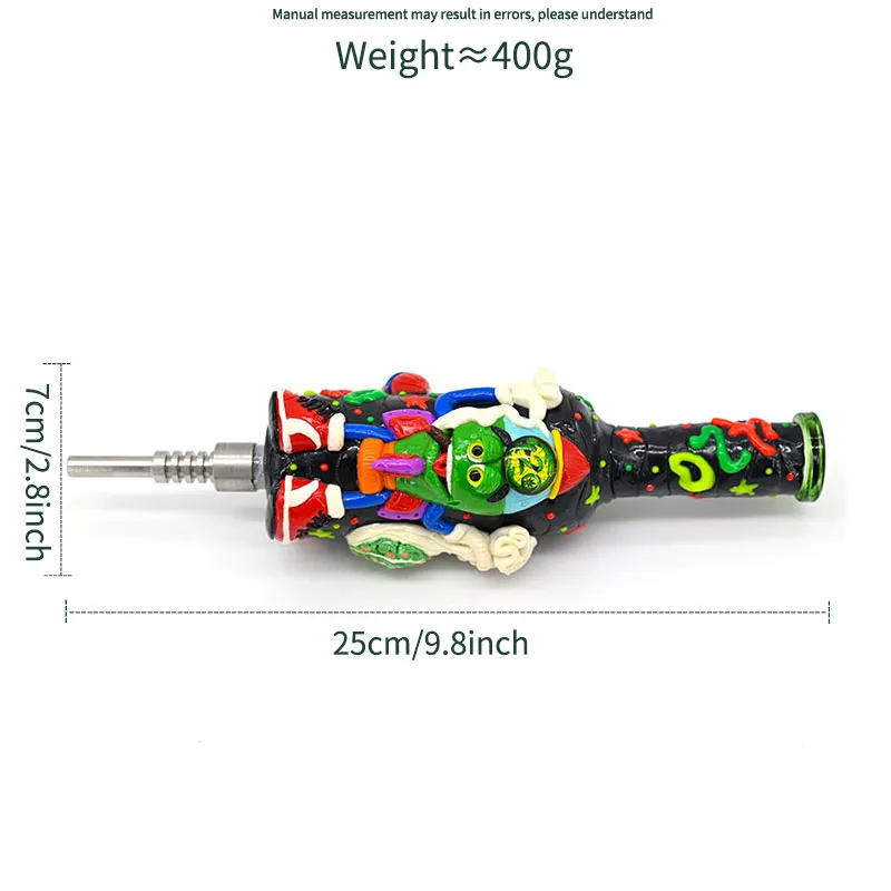 1 unidade, 10 pol., Bongo de vidro com foguete Cartoon 420, brilho no escuro, tubo de água de vidro borossilicato com um coador, kit NC colorido de vidro coletor de néctar, acessórios para fumar