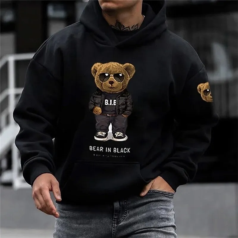 Mens sweater pullover hooded sweatshirt pattern printed daily sports street designer basic spring and autumn clothing 240307