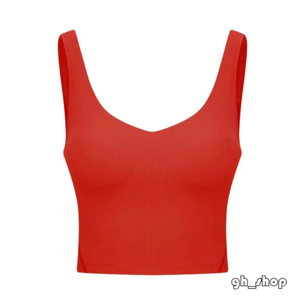 Lu-1150 Align Rippen Tank Top U Zurück Bh Lululemenly Outfit Frauen Sommer T Shirt Solide Sexy Crop Tops Ärmellose Mode weste 3074