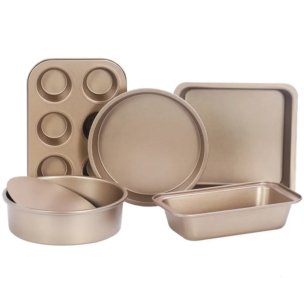 5PCSBOX NONSTICK BAKING SET CAROL STÅL OVEN BAKEWARE BREAD LOAF PAN MED MUFFINKAK PIZZA TRAY PERFEKT 240318