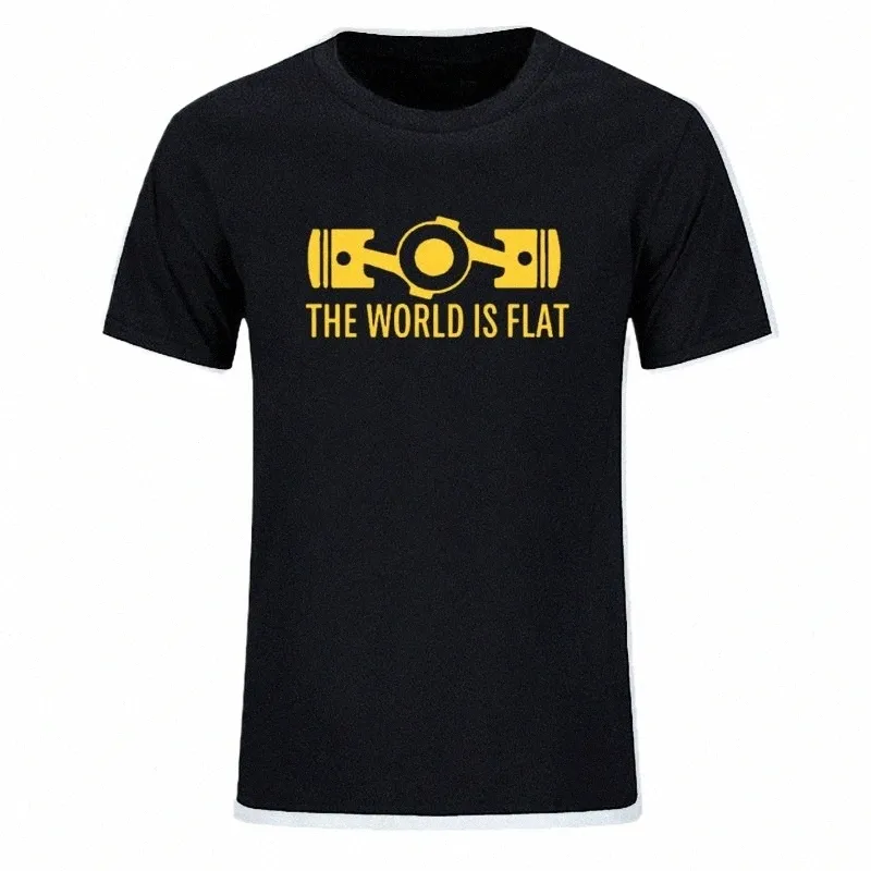 Nieuwe Zomer De Wereld Is Platte Motor T-shirt Korte Mouw Custom T-shirts Nieuwe Stijl Mannen O-hals Cott T-shirts EU Size M58z #