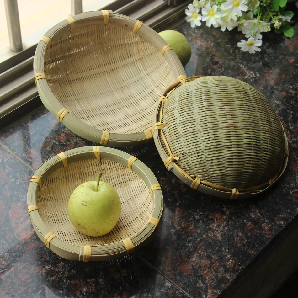 Bamboo Woven Basket Bamboo Products Household Kitchen Washing And Small Round Bamboo Basket 6 Pieces Per Pack