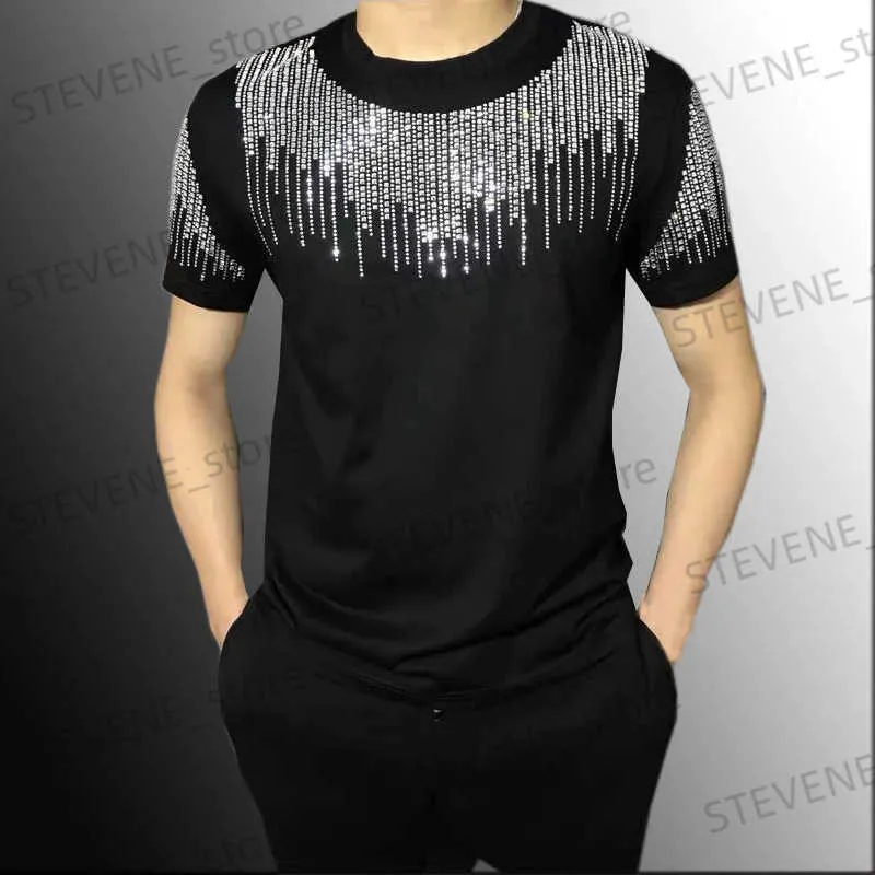 Men's T-Shirts High Quality Summer Slim Fit T-Shirts T Shirt Homme Diamond Tassel Social Club Outfits T Shirt Men Short Slve Strtwear Men T240325