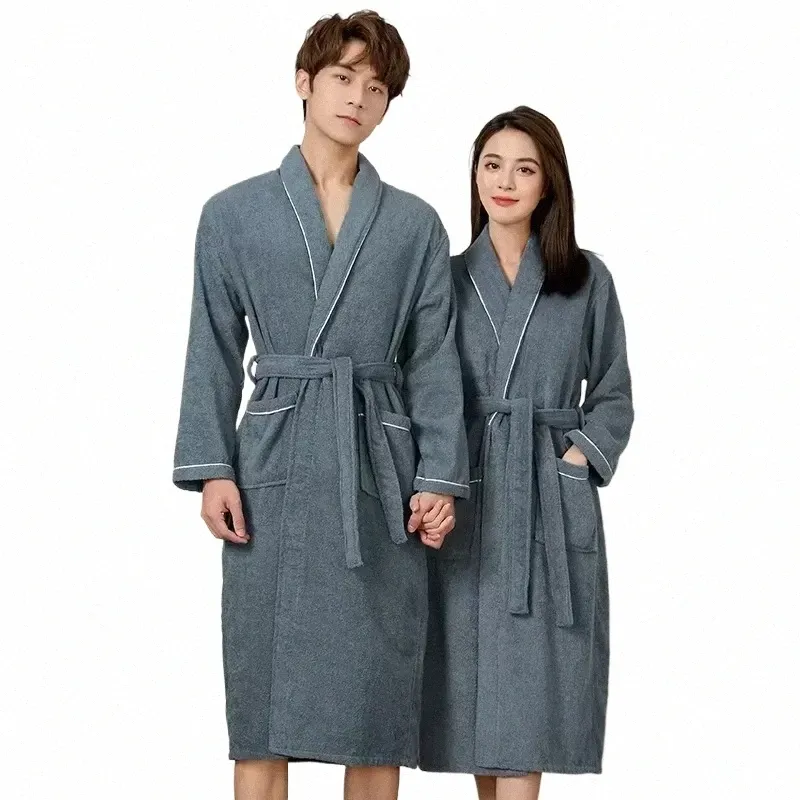 towel Couples Thick Cott Bath Bathrobe Weight Robe 100% Women Sleepwear Robes Absorbent Hotel Gown Light Lg Men Terry 11wj#