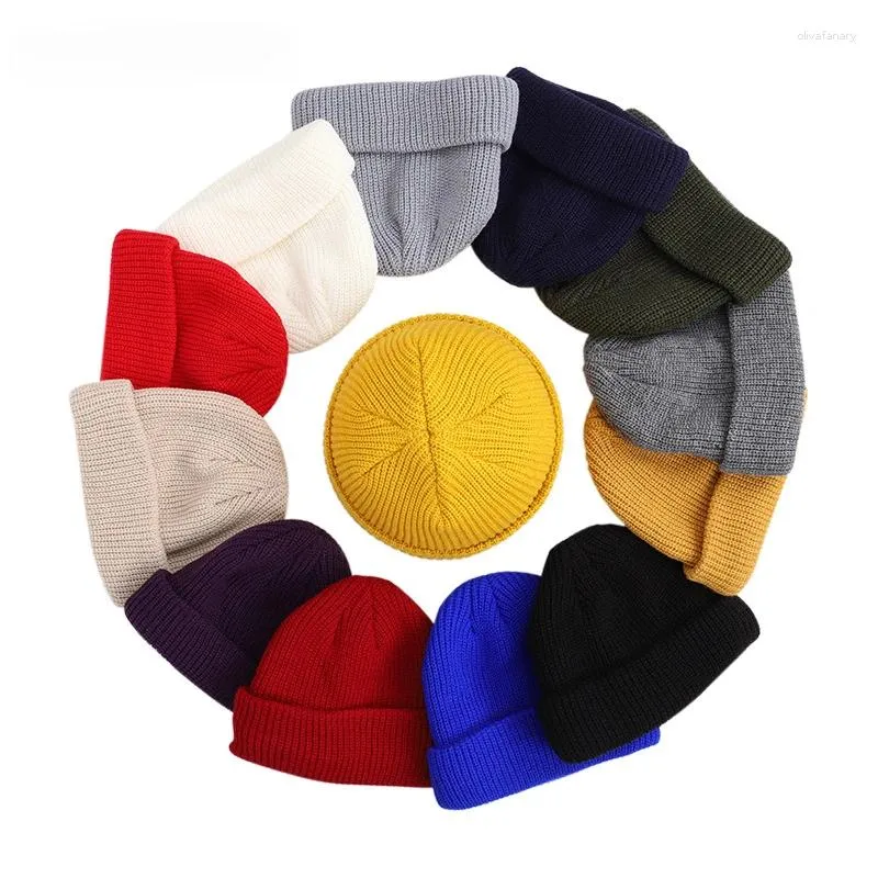 Bérets Coloré Melon Cap Hommes Femmes Chapeau Tricoté Bonnet Skullcap Sailor Caps Manchette Courte Brimless Rétro Marine Style Chapeaux Casquette