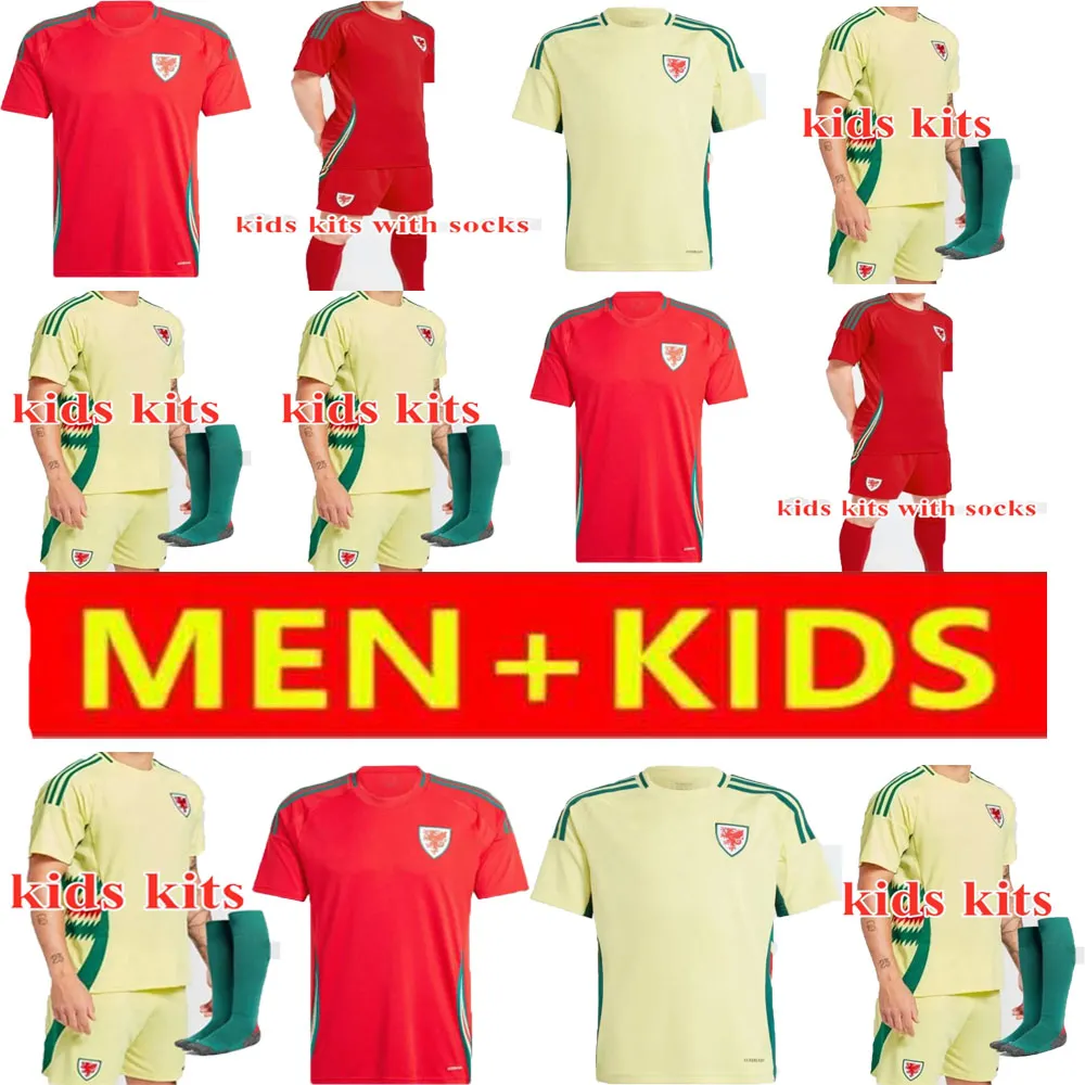 2024 25 Wales-Fußballtrikots BALE WILSON ALLEN RAMSEY World National Team Cup Rodon VOKES Heim-Fußballtrikot Kurzarm-Uniformen für Erwachsene und Kinder, Fans-Version