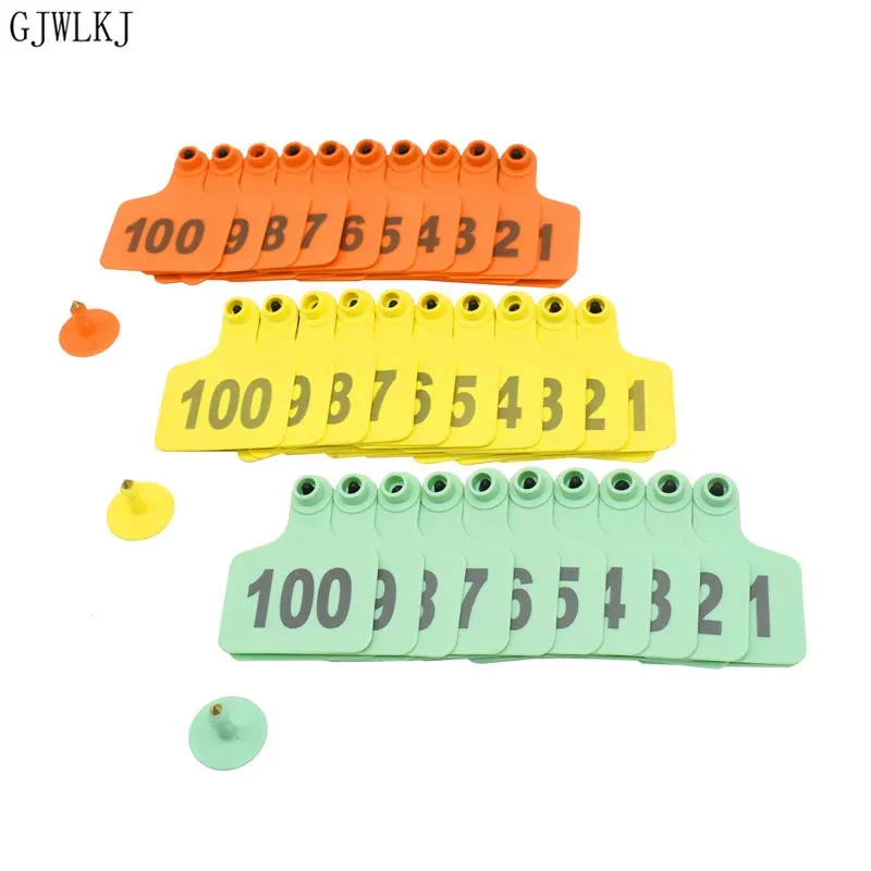 Étiquettes d'oreille d'animal de ferme n° 001500, carte d'identification numérique, étiquette de signalisation, étiquette d'oreille de vache, tête en cuivre, boucles d'oreilles, équipement, 100 pièces