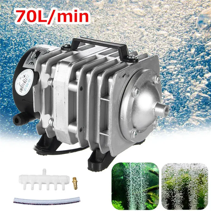 Accessories 45W 220V Electromagnetic Air Compressor Pump 70l/Min Oxygen Aquarium Fish Pond Compressor Hydroponic Air Aeration Pump ACO318