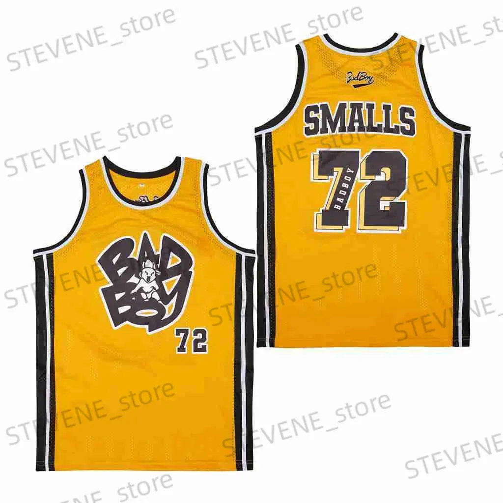 Men's T-Shirts Men Basketball Jerseys BAD BOY 72 SMALLS Jersey Sewing Embroidery High Quality Outdoor Sports WHITE BLACk Yellow CAMO 2023 New T240325