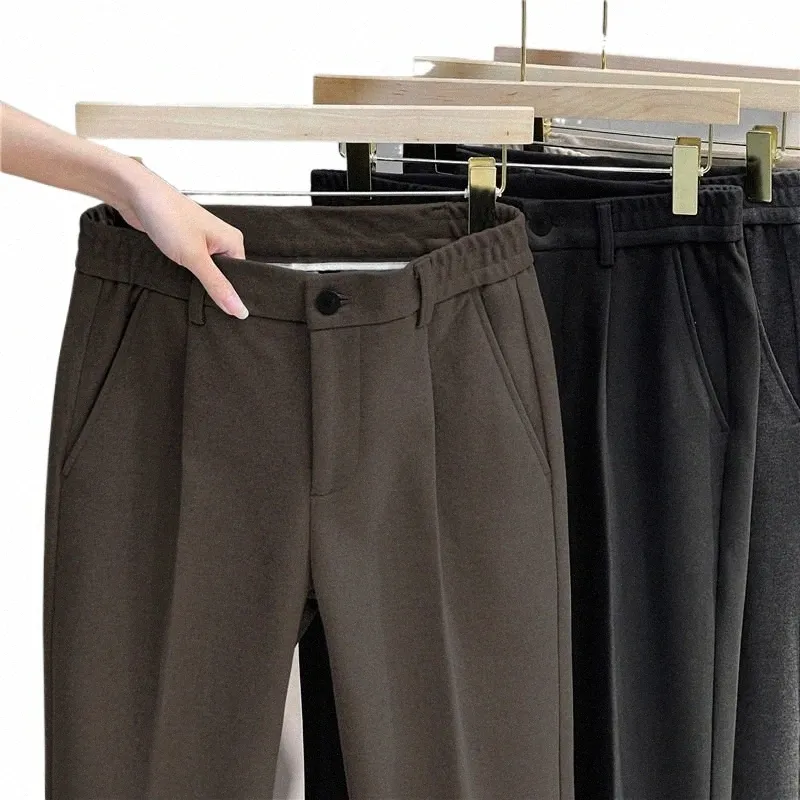 gmixder światło luksusowe wełniane spodnie proste rurkę luźne spodnie do kostki jesienne zimowe buforyzowane sporne spodnie f3wn#