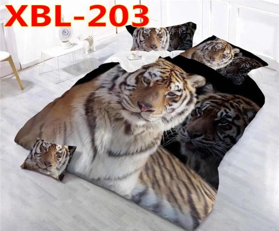 Beddengoed sets 3D luipaard bedrukte tijgerbloemen queen size 4 stcs beddenbladen kussensleven laken dekbedoverdek set202464444