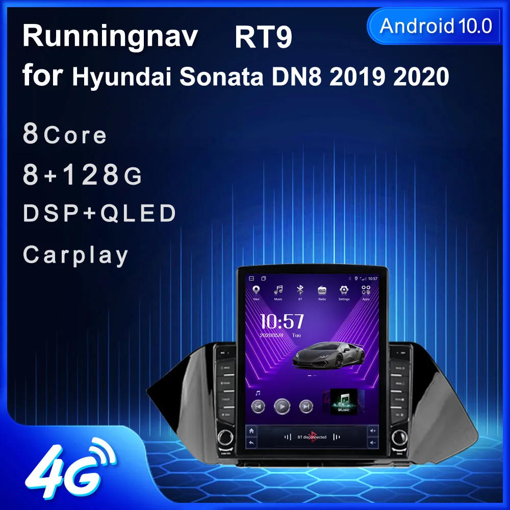 9.7 "novo android para hyundai sonata dn8 2019-2020 tipo tesla carro dvd rádio multimídia player de vídeo navegação gps rds sem dvd carplay controle automático de volante android