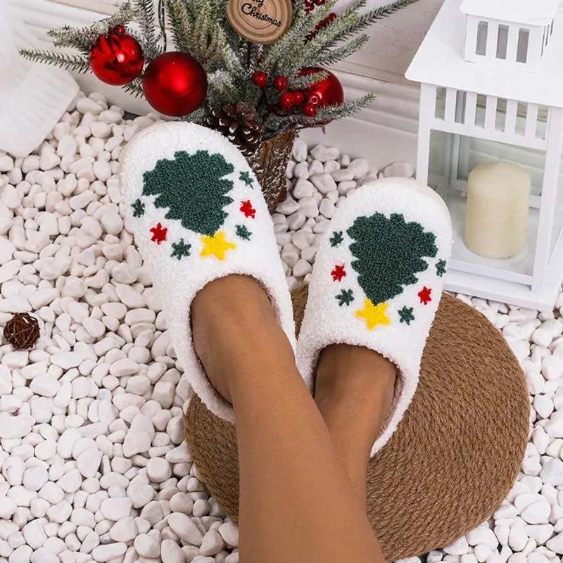 Party Favor Dames Heren Warm Pluche Thuis Slipper Kerstboom Katoenen Slippers Instapper Ademend Slaapkamer Voor Cadeau