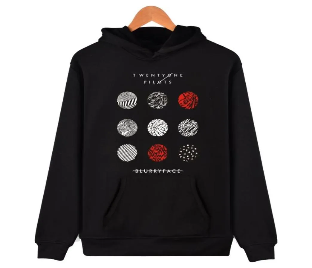 21 Twenty One Pilots Blurryface Print cotton men Hoodies with hat fleece casual loose Plus Size mens hoodies and sweatshirt 20207304525