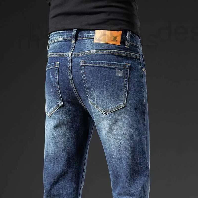 Jeans masculinos designer coreano pés pequenos fino ajuste outono grosso high end calças europeias vxyh duda