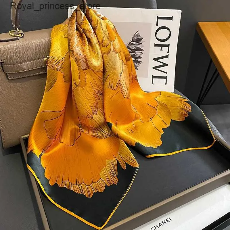 Foulards Mode femmes châle imprimé soie satin foulard femmes foulard 70 * 70 cm marque de luxe châle carré Q240326