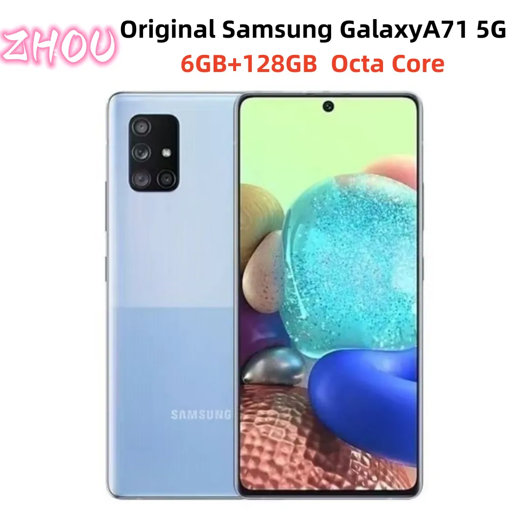 Gerenoveerde Samsung Galaxy A71 5G A716 6,7 inch 128GB ROM 6G LTE mobiele telefoon Octa-core smartphone 1 Sim