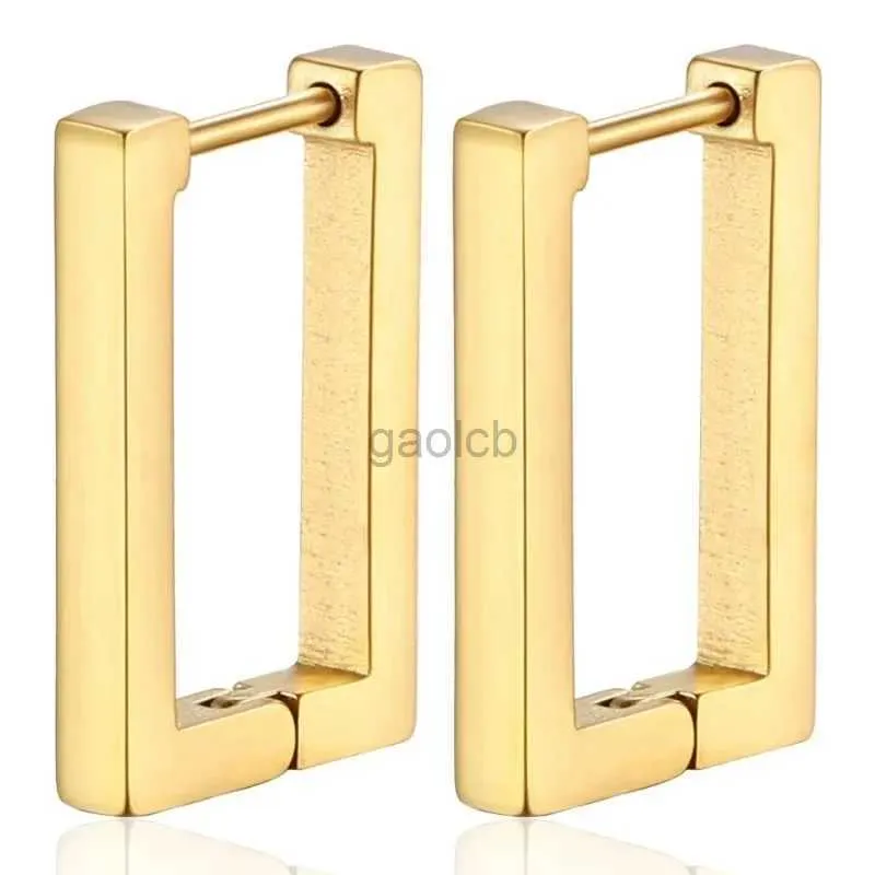 Hoop Huggie 2PCS boucles d'oreilles carrées géométriques féminines boucles d'oreilles rectangulaires en or boucles d'oreilles en acier inoxydable 2023 cadeaux de bijoux à la mode 24326