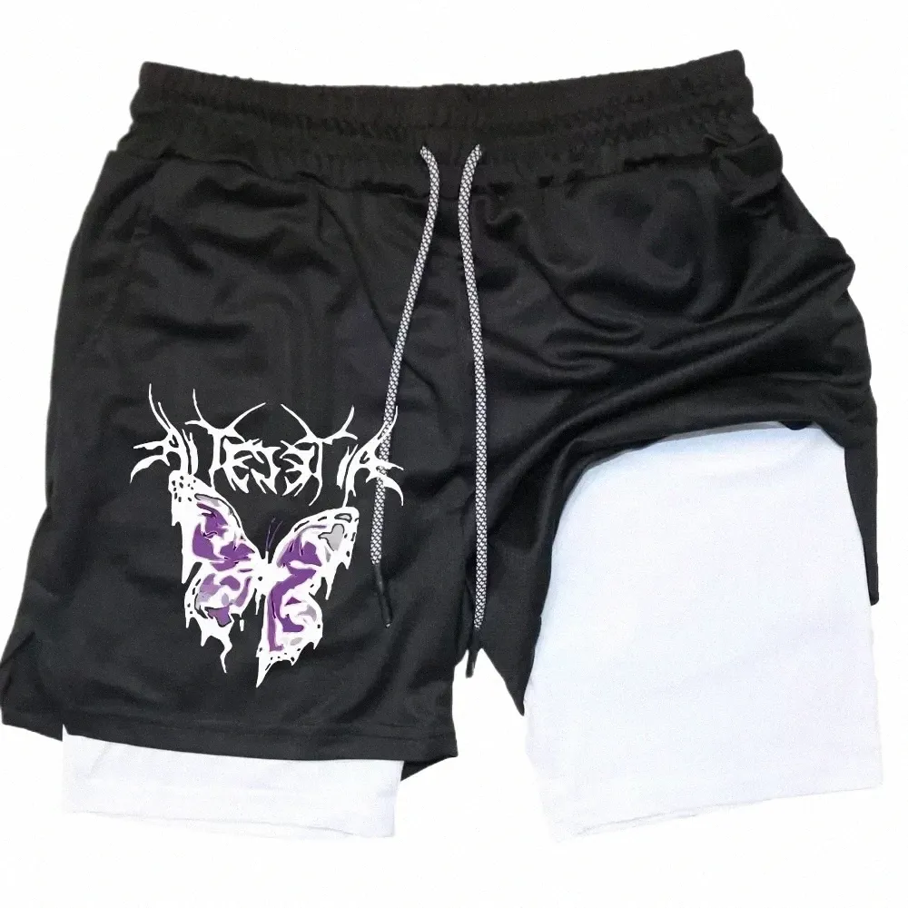 Männer Performance Shorts Butterfly Y2K Print 2 in 1 Gym Shorts Mesh Schnell trocknende Sportshorts Sommer Fitn Lauftraining M-3XL n4HL #