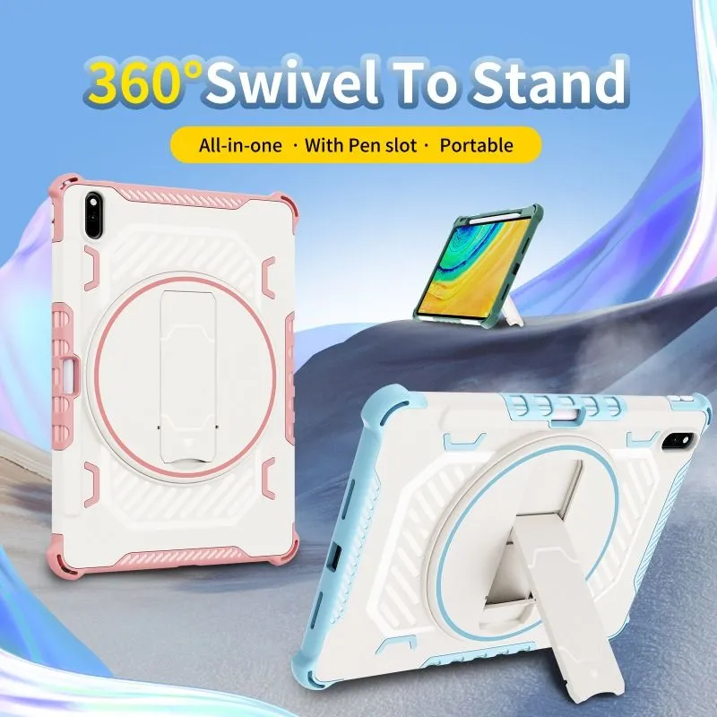 Newest Heavy Duty Shockproof Tablet Case for iPad 10.2 10.5 11 Mini 6 With Pencil Holder with Shoulder Strap 360 Degree Rotating Silicone ipad Case