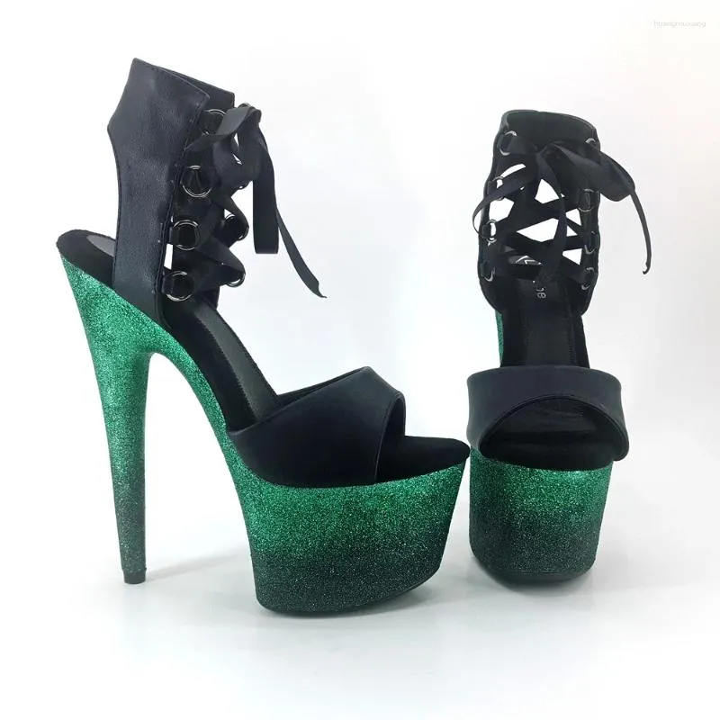 Dans Ayakkabıları Leecabe 17cm/7inch Renkli Parıltılı Topuklu Sandaletler Ayakkabı Yüksek Topuk Platform Kutbu