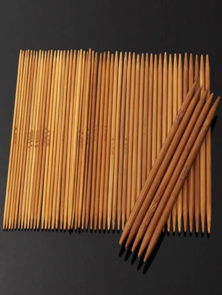 高品質55pcs 5quot 11サイズ二重尖った炭化竹の編み針かぎ針編み13cm5117540