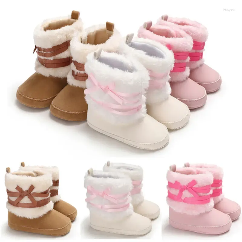 Botas moda inverno quente bebê menina menino neve bowknot doce botas infantil criança nascido sapatos de berço 0-18m