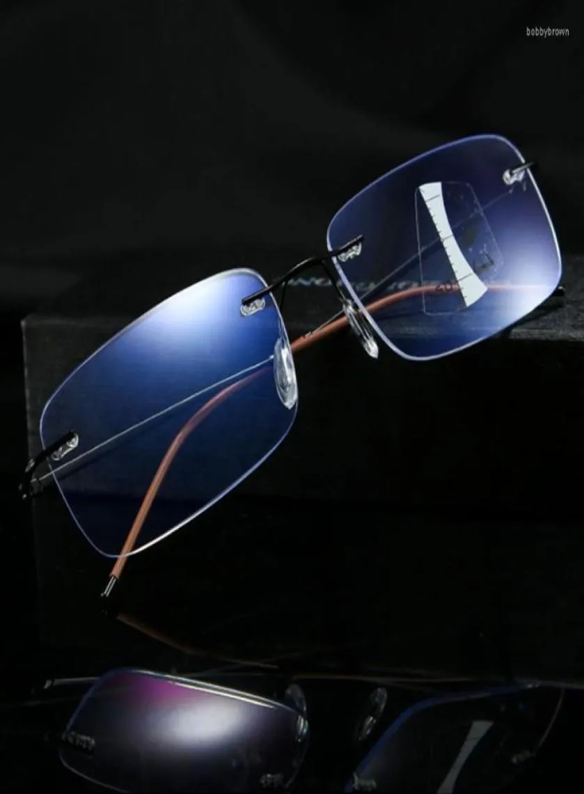 Lunettes de soleil ultralégères sans monture cadre noir et gris mode hommes femmes lunettes de lecture multifocales progressives 075 1 125 15 175 9793219