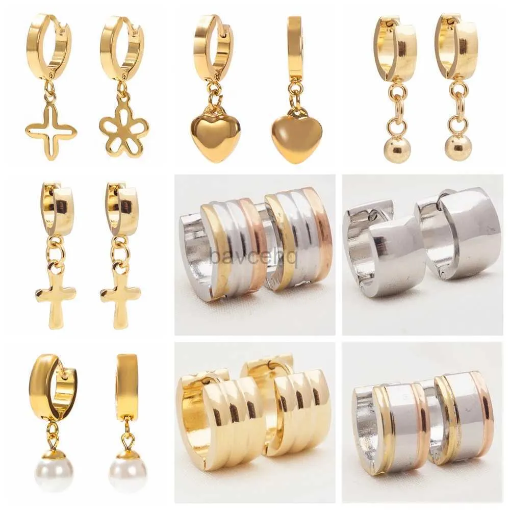 Hoop Huggie ESSFF 1 paio di orecchini a cerchio rotondi in acciaio inossidabile adatti per donne e uomini all'ingrosso di gioielli in oro alla moda 240326