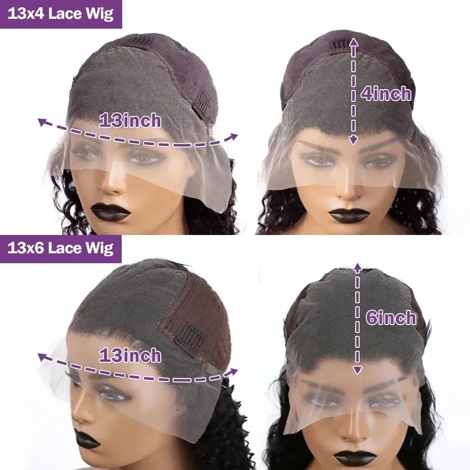 HD Deep Wave 13x4 koronkowa frontalna peruka ludzkich włosów w sprzedaży 28 30 32 -calowa Brazylijska Remy 250% Gęstość Kuroślą peruki dla kobiet