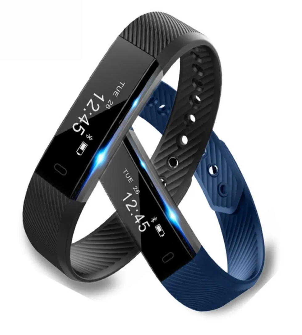 ID115 Akıllı Bant Bileklik Step Sayacı Fitness Akıllı Bant Çalar Saat Titreşim Bilek Bant PK ID107 Uygun bit Miband2 Heart5433195