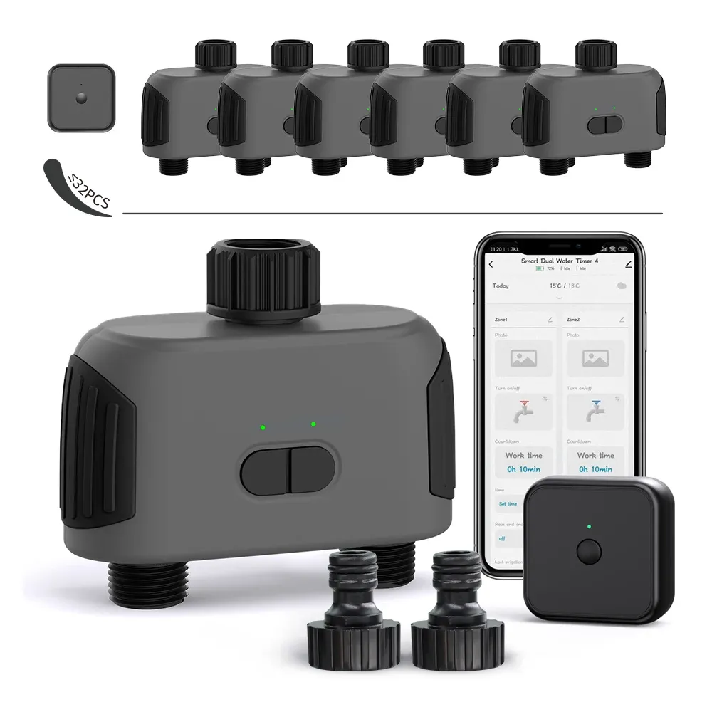 Temporizadores bluetoothcompatível wificompatível 2 vias temporizador de água do jardim válvula solenóide inteligente controlador do sistema irrigação automática