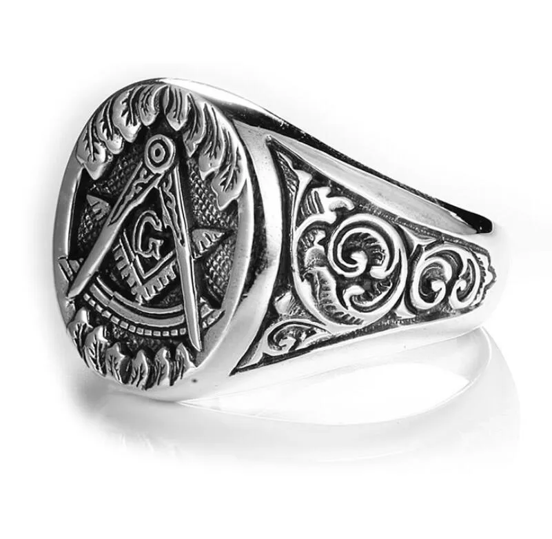 حلقات الكتلة الصلبة 925 الجنيه الاسترليني Sier Rhodium Plating 18K Gold Mens Masonic Ring Rite 32 درجة مع أجنحة النسر