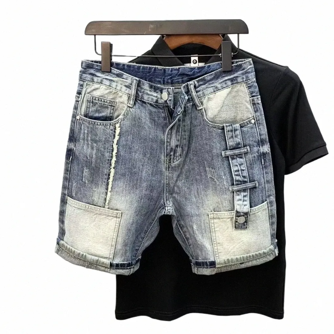 NUEVA SUMERA CARGO DE CARGO Men Men's Wed KPOP Y2K Diseñador Streetwear Sólido novio vintage jeans pantalones cortos de mezclilla e5gk#