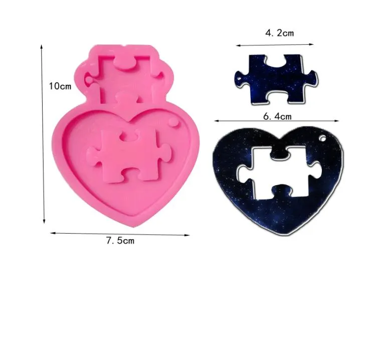 Moule en silicone bricolage coeur puzzle porte-clés moule en silicone pour bricolage décoration de gâteau résine gomme fondant sucre artisanat moules navire 34709461