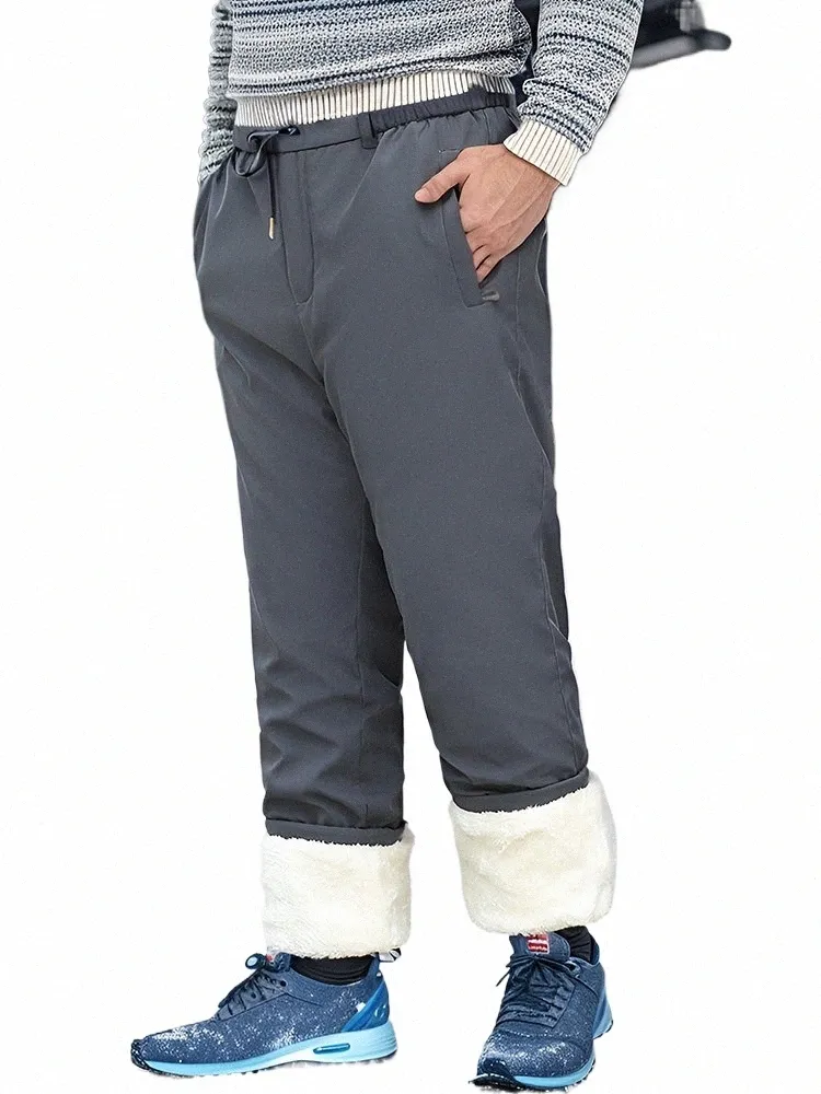 Pantaloni da uomo invernali 2023 dei pesi massimi addensare pantaloni termici foderati in pile pantaloni maschili dritti casual da neve caldi Plus Size 8XL X3jc #