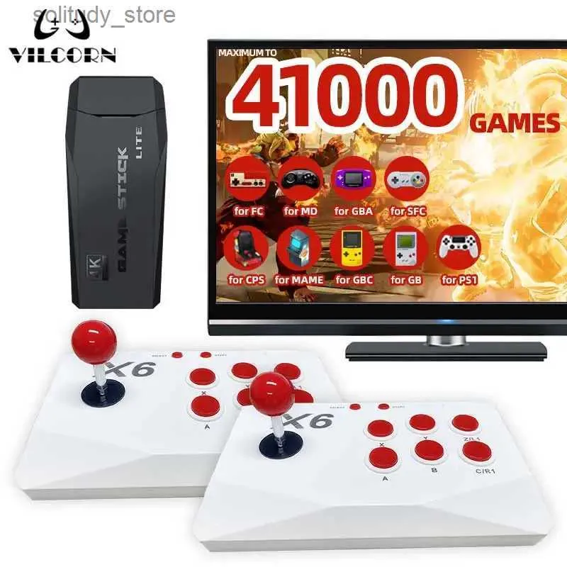 Portabla spelspelare Vilcorn Game Stick TV -videospelkonsolen vågar nå 41000 retro Game 1 SFC Atari Game Console 2.4G Dual Acrade Joystick Gift Q240326