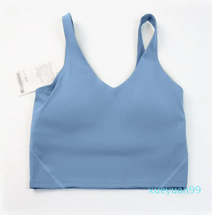 Lu-reggiseno da yoga sportivo da donna canotta sexy canotta da yoga attillata con imbottitura sul petto senza logo personalizzato per il fitness atletico morbido e burroso