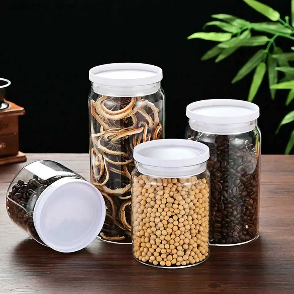 Frascos para alimentos, latas de vidro transparente e colorido para armazenamento de alimentos com tecnologia de extração de ar à prova de umidadeL24326