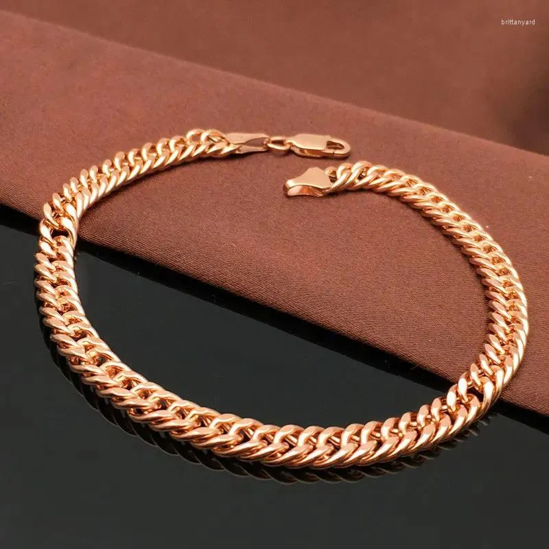 Linkarmbanden pleisterwerk 14K Russisch 585 paars gouden armband voor mannen en vrouwen van dezelfde stijl plaatketting kleur Rose cadeau paar