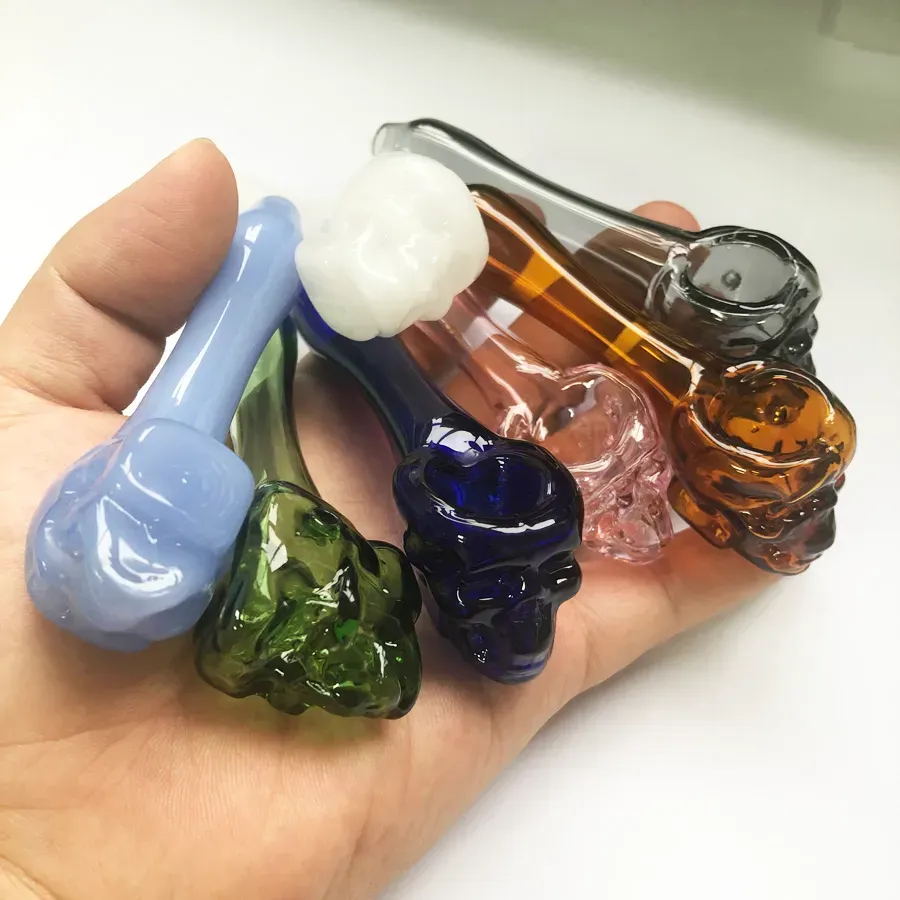 Pyrex Oil Burner Pipes Spoon Skull Glass Pipes Hand Pipe Glass Smoking Pipes Tobacco Dry Herb For Silicone Bong Glass Bubbler