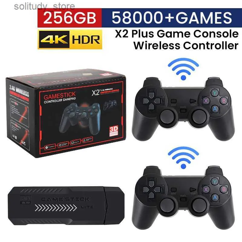 Joueurs de jeux portables Le nouveau bâton de jeu X2 Plus 4K console de jeu vidéo haute définition 2.4G double contrôleur sans fil bâton de jeu convient pour N64/P/1/GBA Q240326