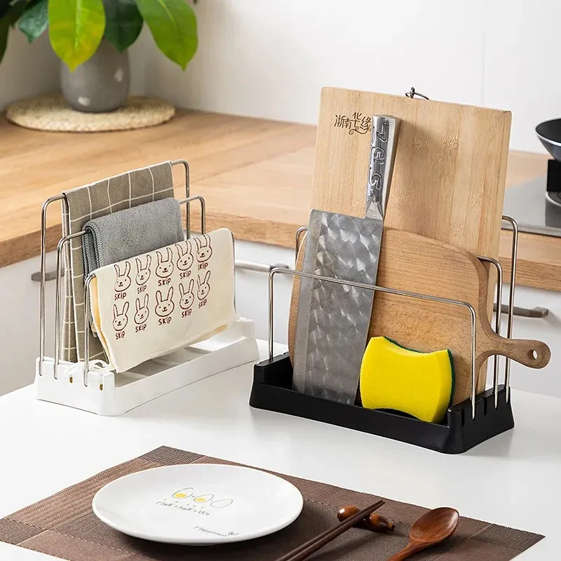 Porte-couteau de cuisine, support de rangement japonais à trois barres, planche à découper, étagère de rangement, support de bloc de couteaux, organisateur d'accessoires