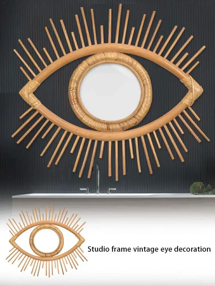 Frame Home Decoration Rattan Crafts Eye Frame Creative Photo Wall Hanging Handwoven Eyes Frame Interior Decoration Retro Inspiration