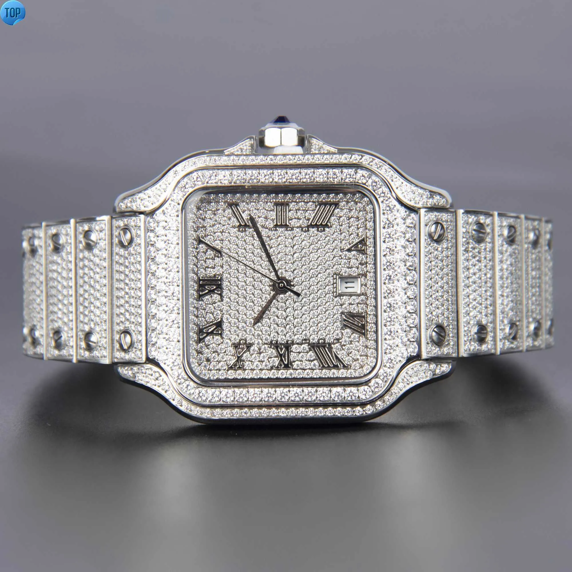 Hip hop busto para baixo 41mm masculino iced out marca relógio configuração favo de mel vvs moissanite relógio hip hop gelo fora relógio de luxo