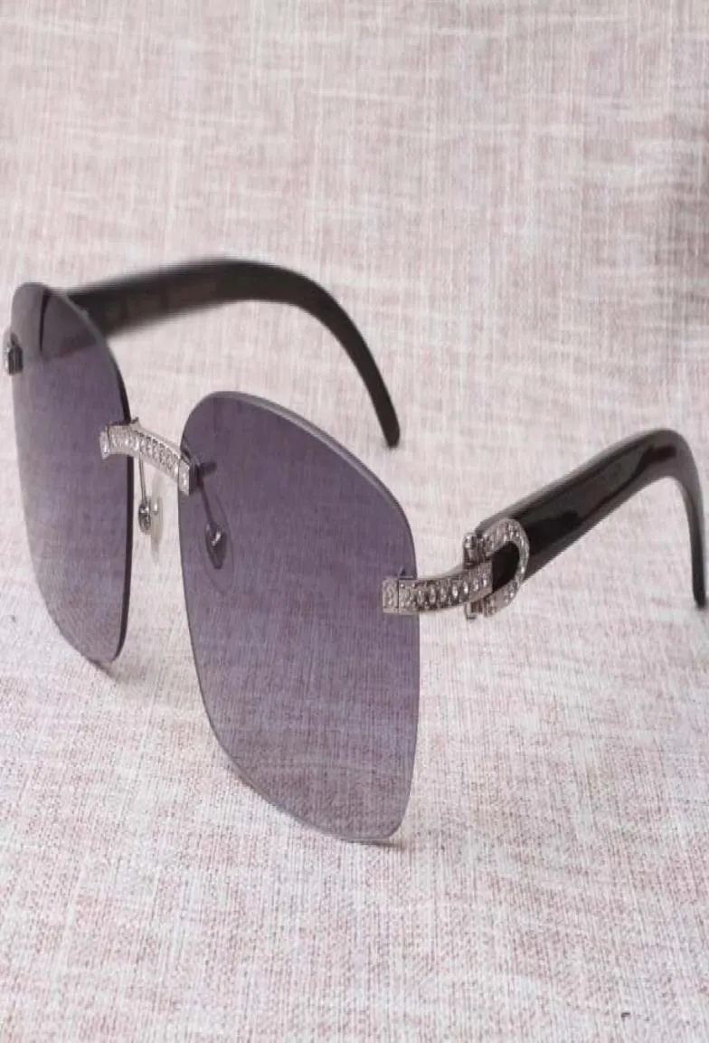 2019 high quality manufacturers produce frameless sunglasses 8200759 unique diamond designer glasses black horn rectangular len4391207